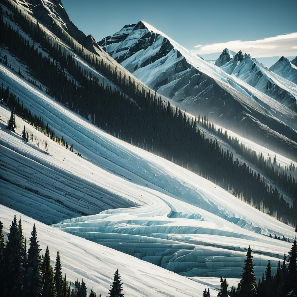 Dramatic Glacial Valley Under Sunny Skies