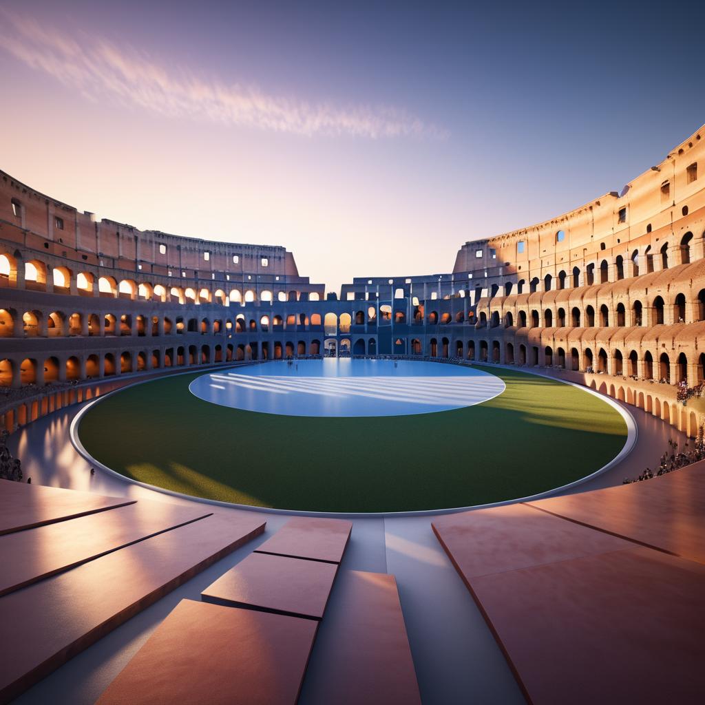 Bjarke Ingels' Colosseum in Sunset Glow