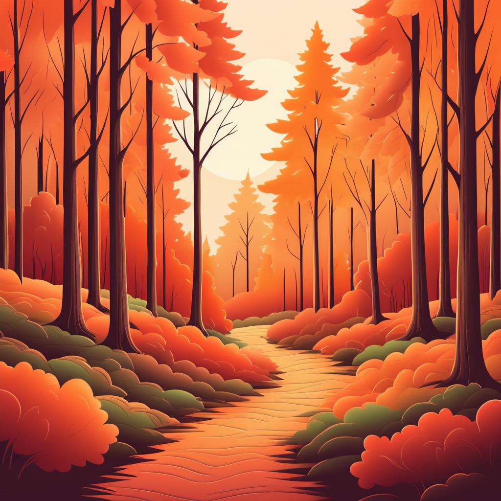 Nostalgic Retro Autumn Forest Illustration