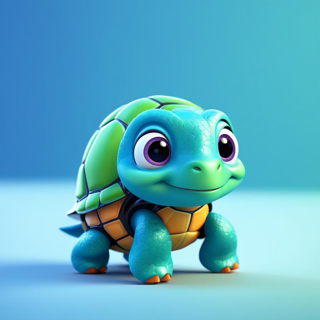 Adorable Pixar-Style Tiny Turtle Render