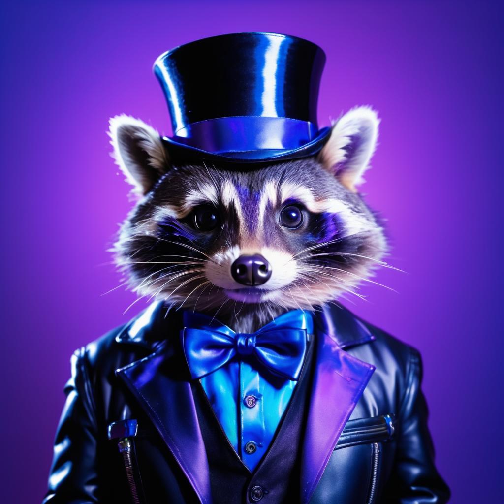 Stylish Raccoon in Biker Jacket Portrait