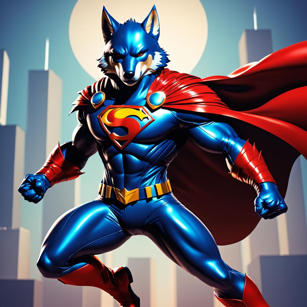 Heroic Wolf in Daring Superhero Outfit