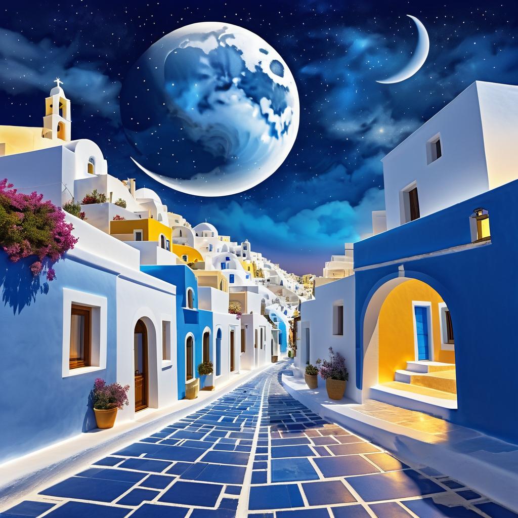 Charming Santorini Under a Starry Sky