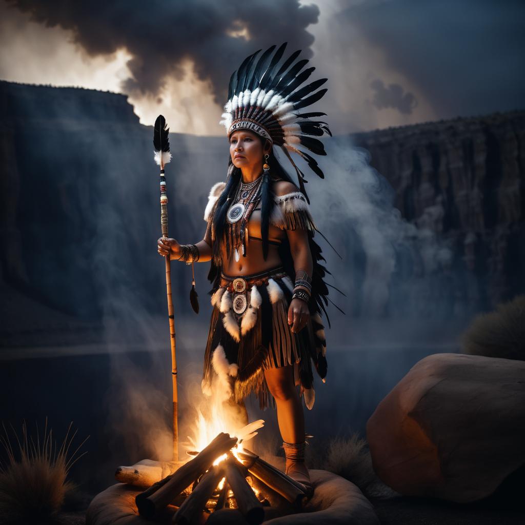 Photorealistic Shaman Woman in Canyon