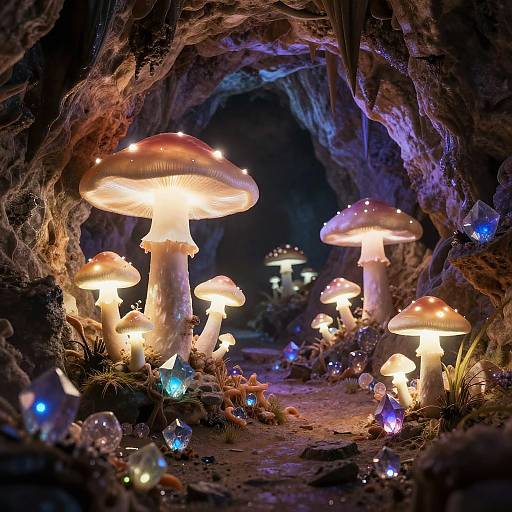 Enchanted Cavern with Glowing Mushrooms
