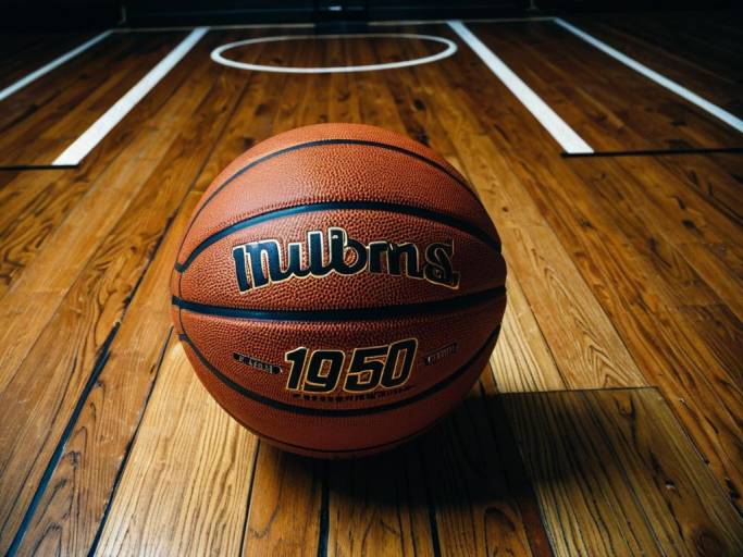 Close-up Basketball on Wooden Court