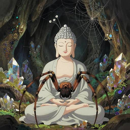 Ethereal Spider Oracle in Mystical Cave