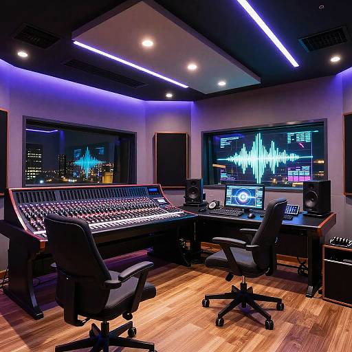 Futuristic Luxury Recording Studio Night