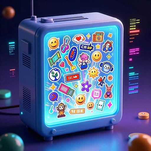 Glowing AI Sticker Generator Machine