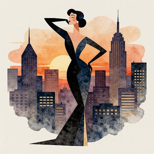 Elegant Female Jazz Singer Illustration