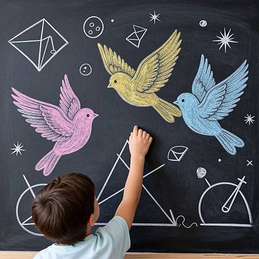 Child Interacts with Magical Chalkboard Art