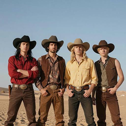 Four Cowboys in a Desert Landscape