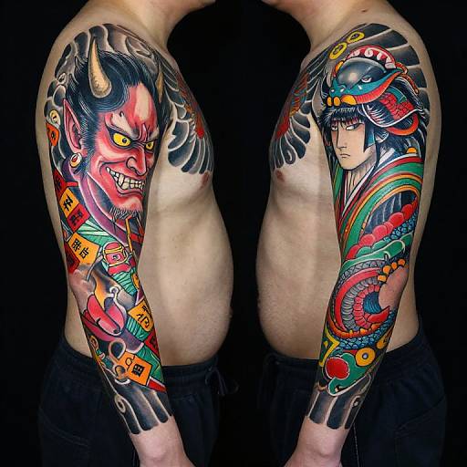 Vivid Anime and Japanese Tattoo Sleeves