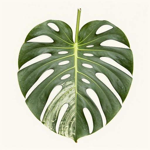 Realistic Monstera Leaf on Cream Background