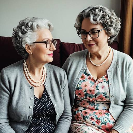 Two Elegant Mature Women in Retro Style