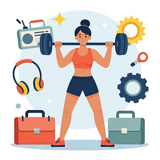 Active Woman Lifting Weights Vector