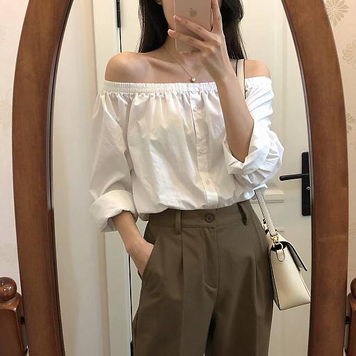 Stylish Woman Capturing Mirror Selfie