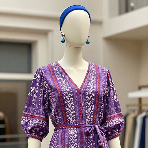 Mannequin in Patterned Purple Dress
