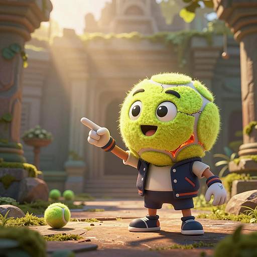 Heroic Anthropomorphic Tennis Ball Character