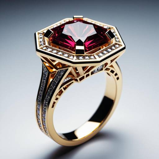 Futuristic Gold Engagement Ring with Ruby