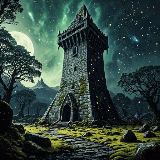 Mystical Veilspire Archive Tower at Night Mystical Veilspire Archive Tower at Night