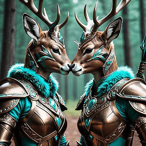 Anthropomorphic Deer Warriors in Fantasy Armor