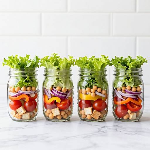 Colorful Layered Mason Jar Salads
