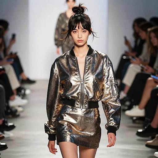 Edgy Metallic Fashion Runway Look
