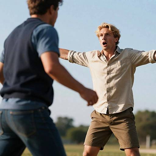 Dynamic Outdoor Confrontation Between Two Men