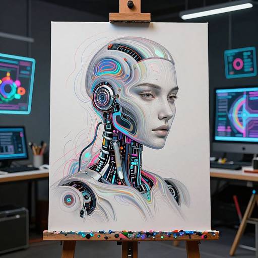 Robotic Painter in High-Tech Studio