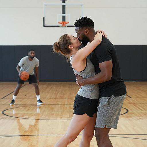 Athletic Dance Kiss on Basketball Court