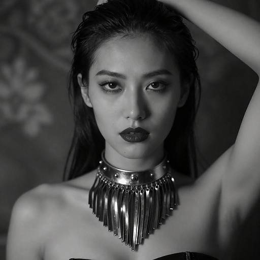 Dramatic Black-and-White Woman Portrait