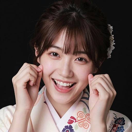 Smiling Japanese Woman in Kimono