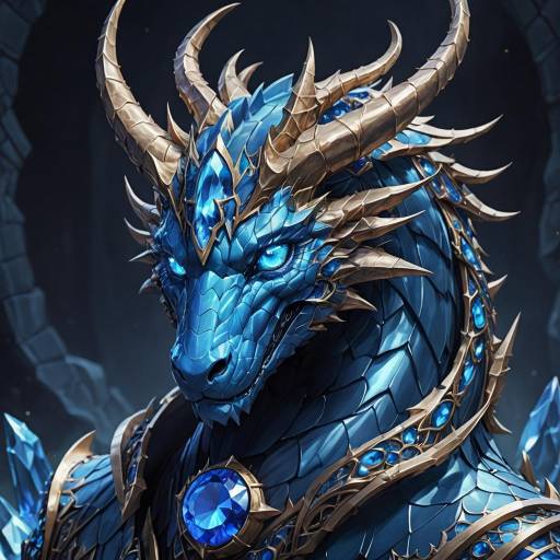 Majestic Dragon with Blue Gemstone