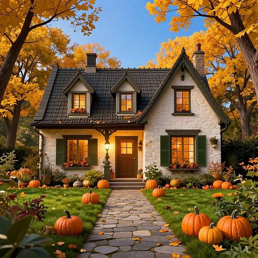 Charming Autumnal Cottage Digital Art