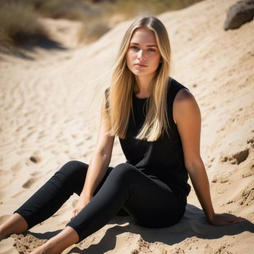 Young woman sitting on sand dunes