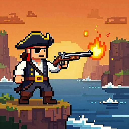 Pixel Art Pirate Captain Scene