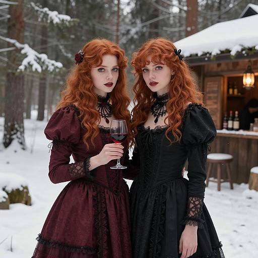 Gothic Winter Elegance in a Forest