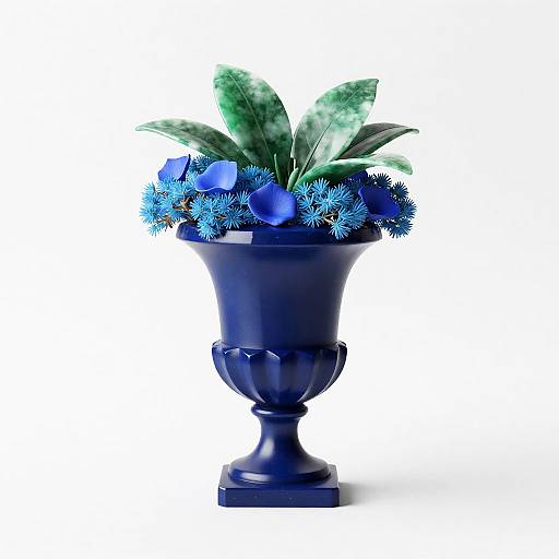Contemporary Navy Blue Crystal Urn Still-Life