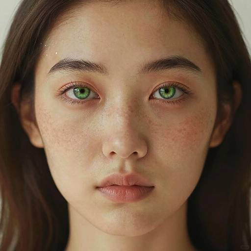 Close-up Portrait of Woman with Green Eyes and Freckles
