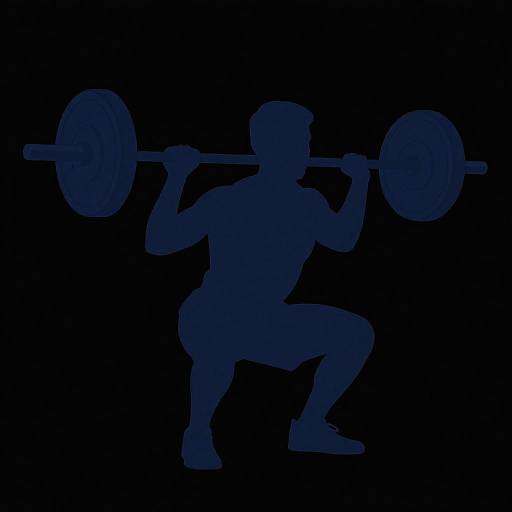 Minimalist Blue Barbell Squat Silhouette