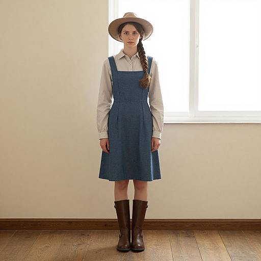 Farmer Woman Standing Indoors Costume