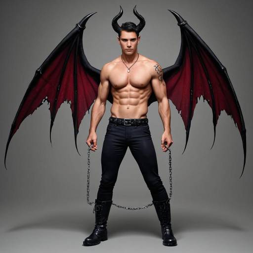 Athletic Male with Demon Wings and Tattoo Athletic Male with Demon Wings and Tattoo