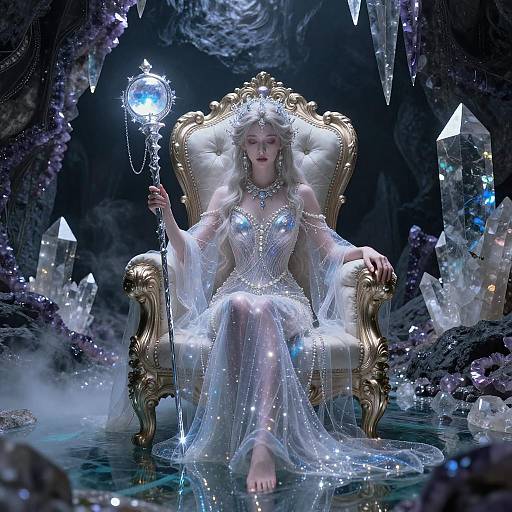 Ethereal Crystal Sorceress in Fantasy Realm
