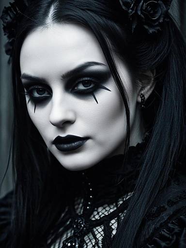 Stunning Gothic Woman with Dramatic Makeup