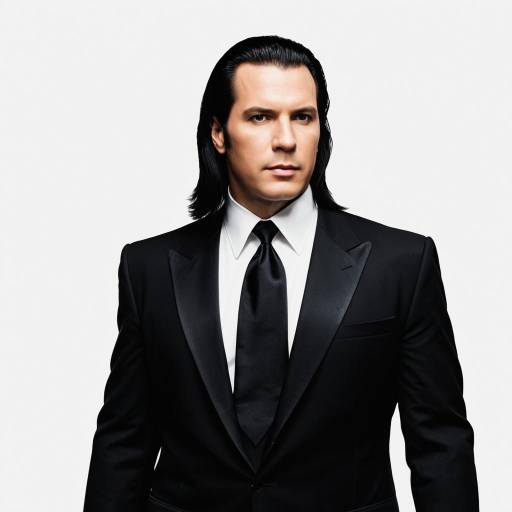 Man in Black Suit with Slicked-Back Hair