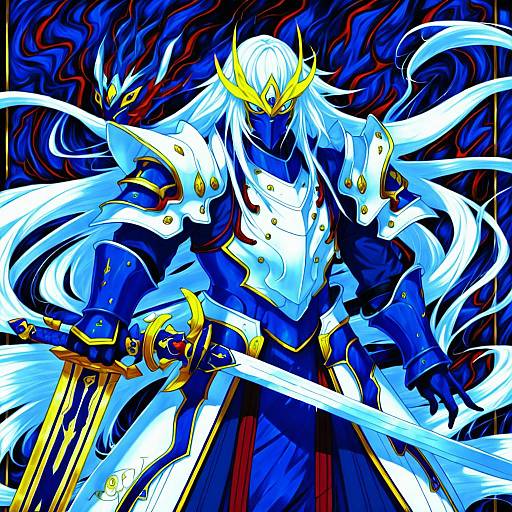 Illustration of Hakumen, blazblue in the style of Risumi (taka-fallcherryblossom)