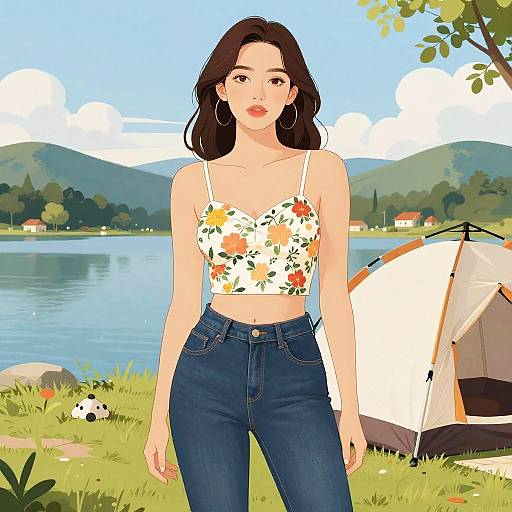 Casual Woman by Lake in IDW Style