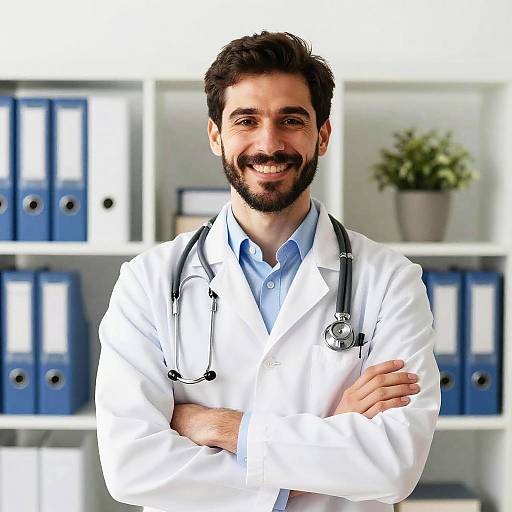 Smiling Male Doctor in Lab Coat