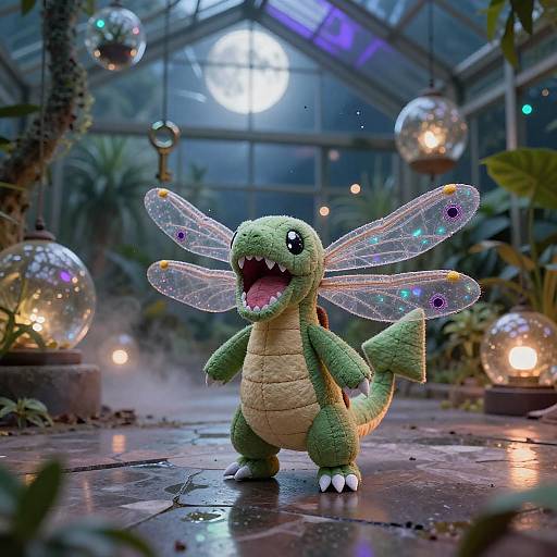 Enchanting Plush Dragonfly in Neon Bliss